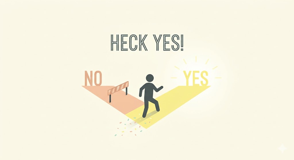 A minimalist illustration of a simple Yes and No switch set firmly to Yes