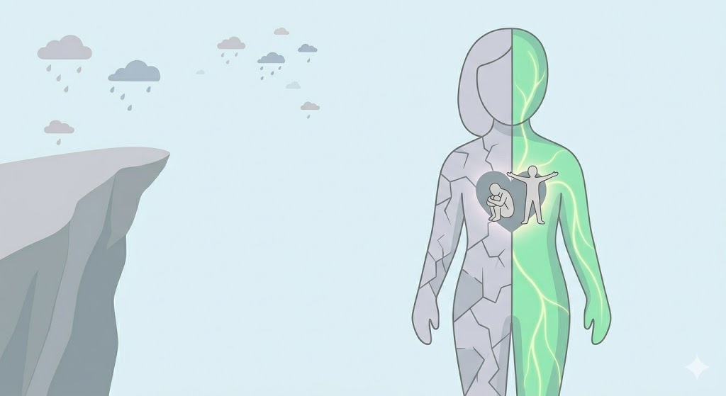 A minimalist conceptual illustration showing the internal struggle between the desire for intimacy and the fear of vulnerability